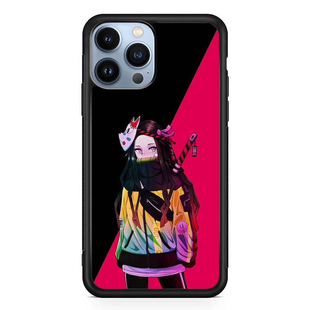 Nezuko Hypebeast Demon Slayer 2D Rubber Phone Case-Black-Oxvistore