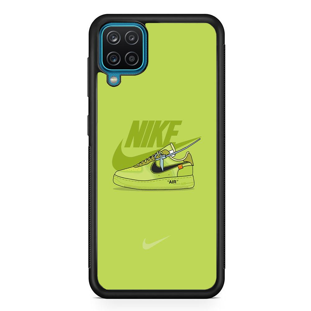Nike Air Max Green Absolute Samsung Galaxy A12 Case-Rubber Black (2D Case)-Oxvistore