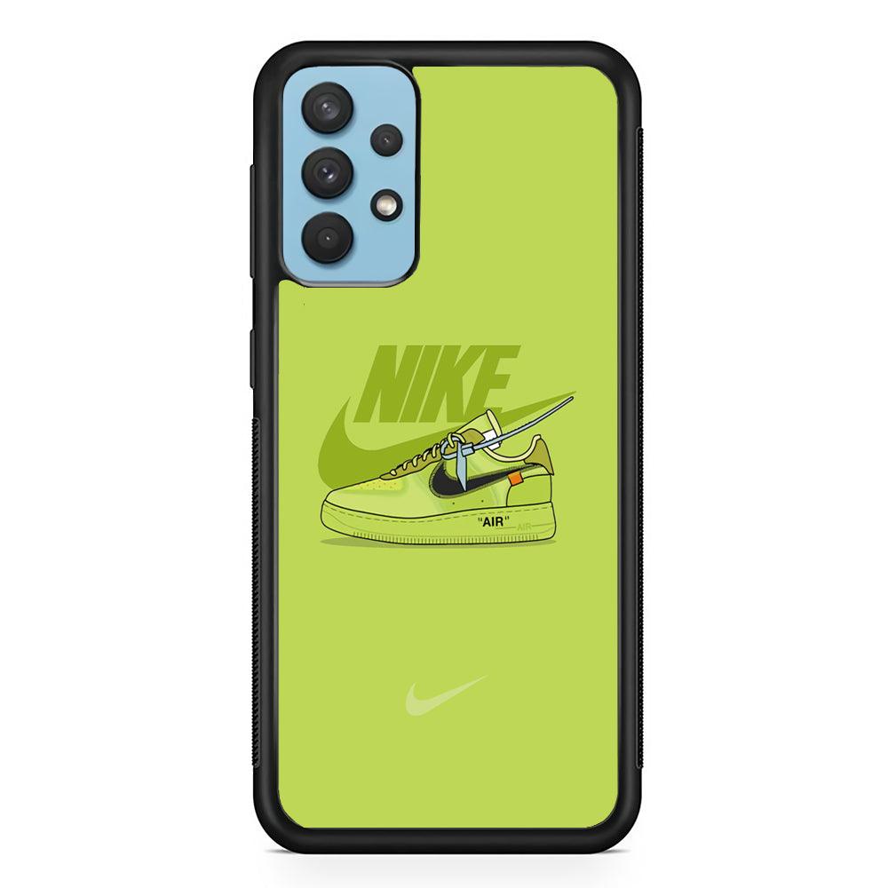 Nike Air Max Green Absolute Samsung Galaxy A32 Case-Rubber Black (2D Case)-Oxvistore