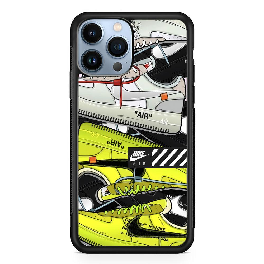 Nike Air Shoelaces iPhone 14 Pro Max Case-Rubber Black (2D Case)-Oxvistore