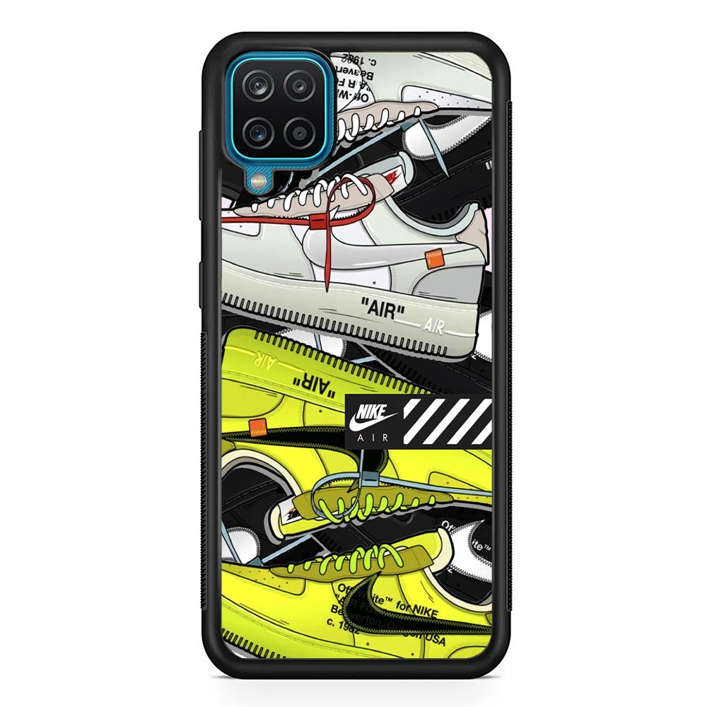Nike Air Shoelaces Samsung Galaxy A12 Case-Rubber Black (2D Case)-Oxvistore