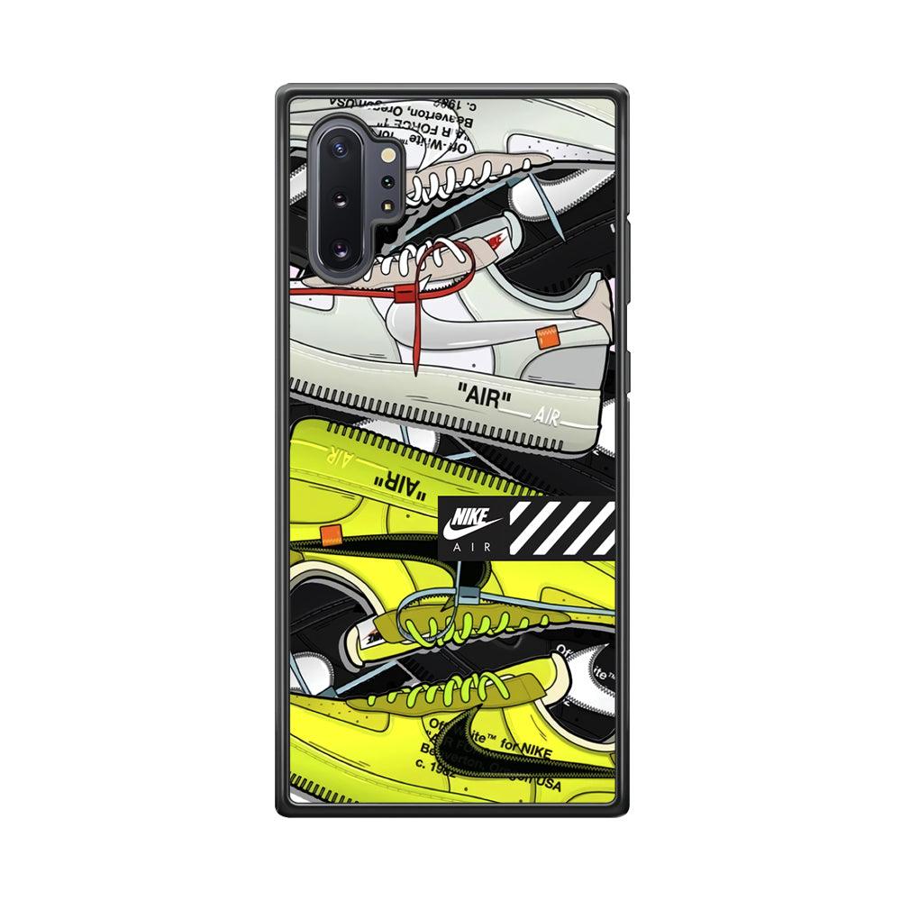 Nike Air Shoelaces Samsung Galaxy Note 10 Plus Case-Rubber Black (2D Case)-Oxvistore