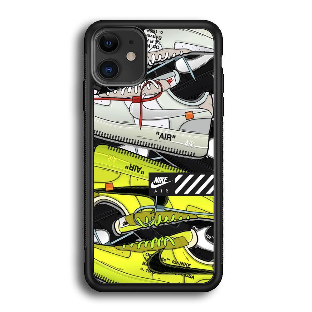 Nike Air Shoelaces iPhone 12 Case-Rubber Black (2D Case)-Oxvistore