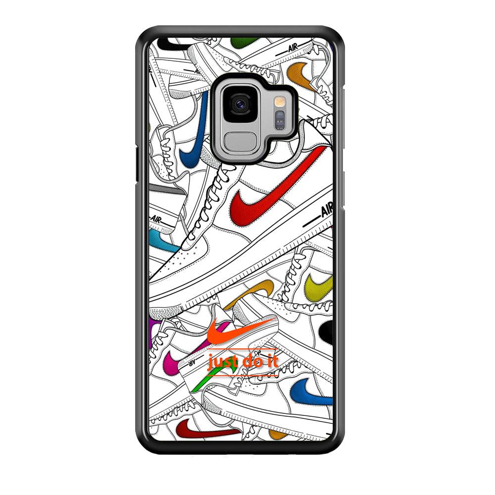 Nike Air White Shoes Pile Samsung Galaxy S9 Case-Rubber Black (2D Case)-Oxvistore