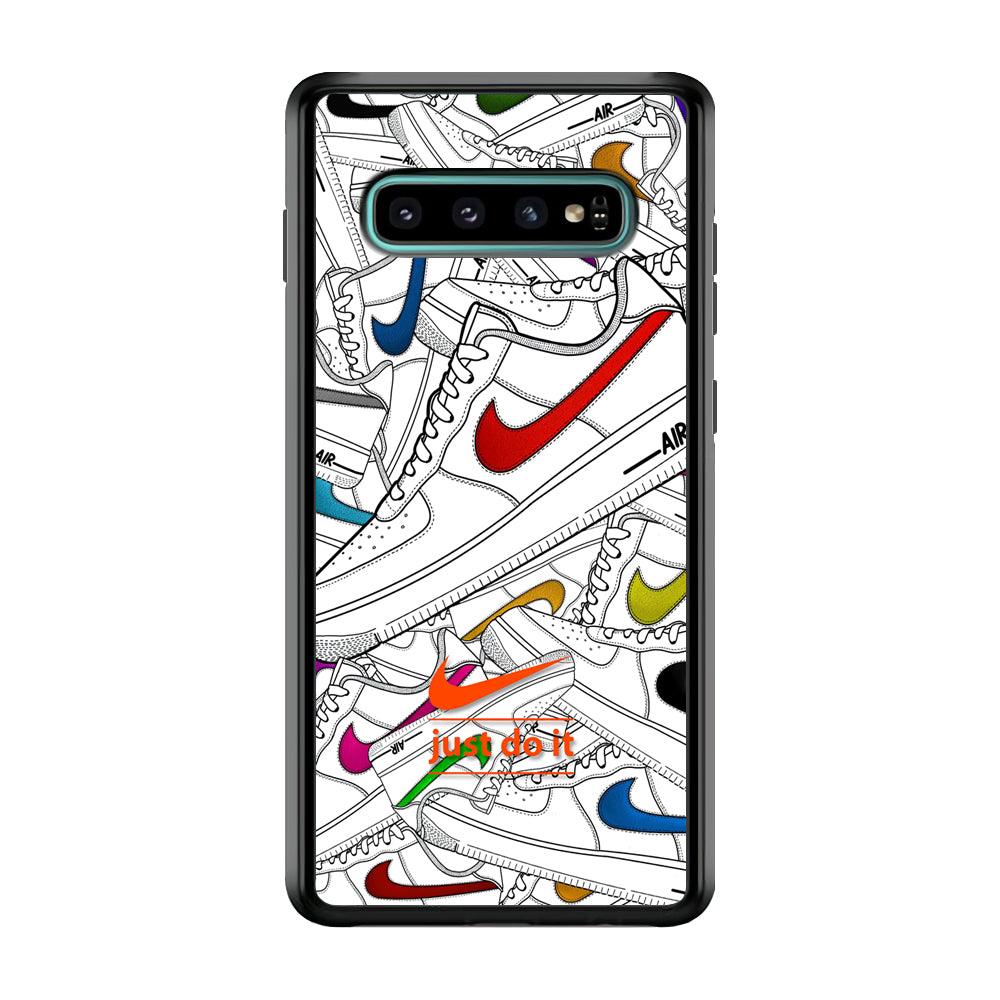 Nike Air White Shoes Pile Samsung Galaxy S10 Case-Rubber Black (2D Case)-Oxvistore