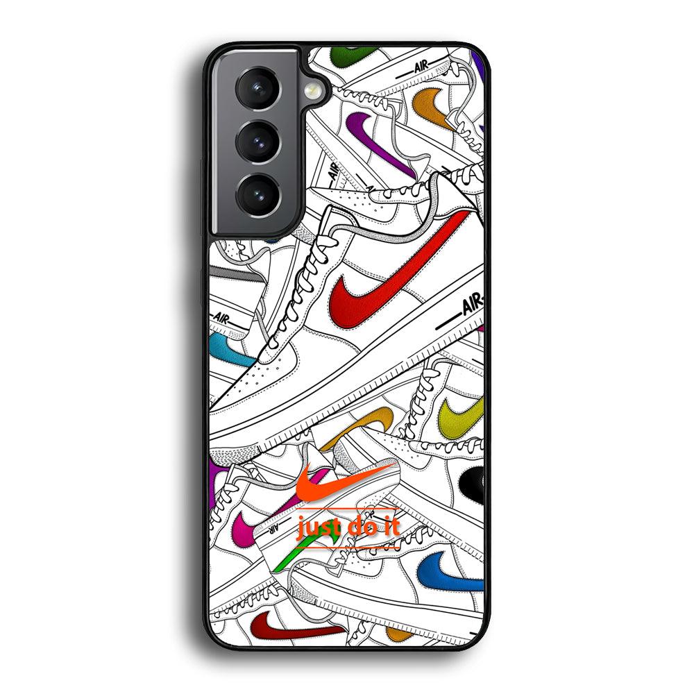Nike Air White Shoes Pile Samsung Galaxy S21 Plus Case-Rubber Black (2D Case)-Oxvistore