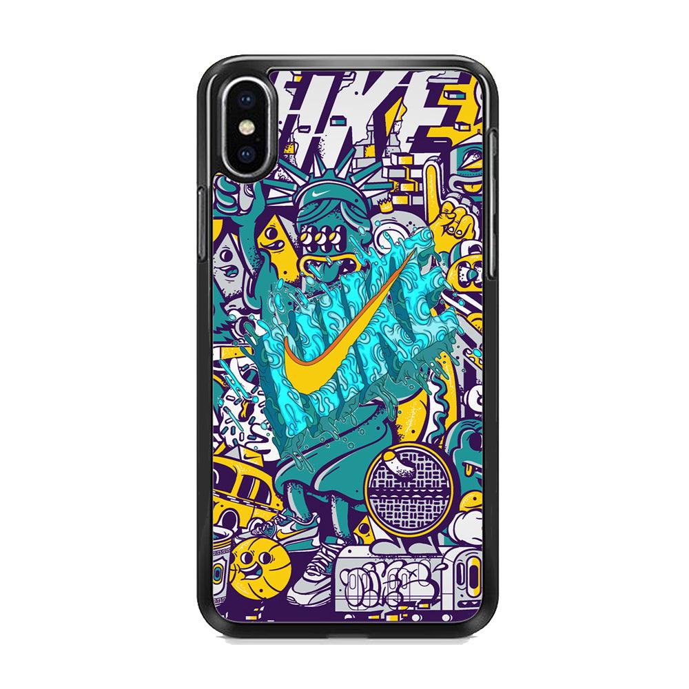 Nike Art of Freedom iPhone XS Case-Rubber Black (2D Case)-Oxvistore