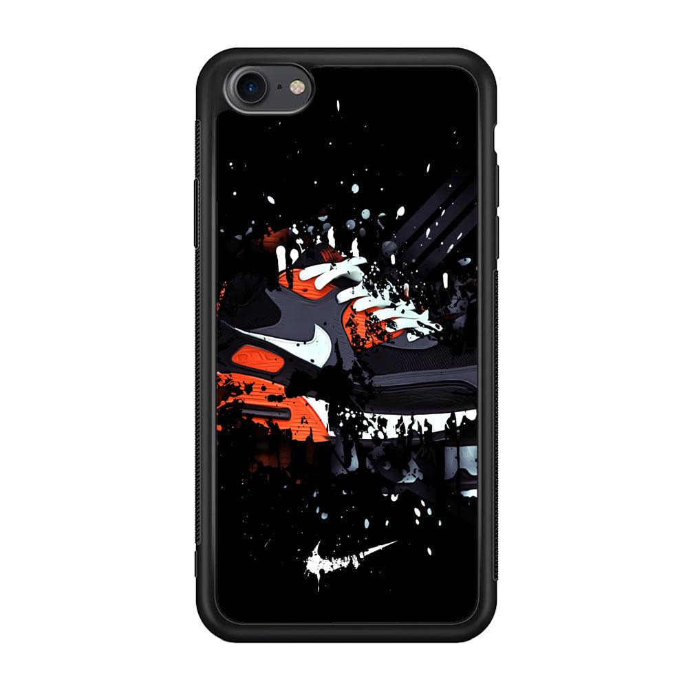 Nike Black Ink Splash iPhone 8 Case-Rubber Black (2D Case)-Oxvistore