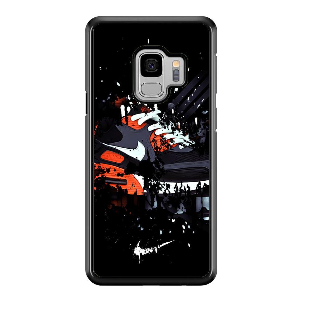 Nike Black Ink Splash Samsung Galaxy S9 Case-Rubber Black (2D Case)-Oxvistore