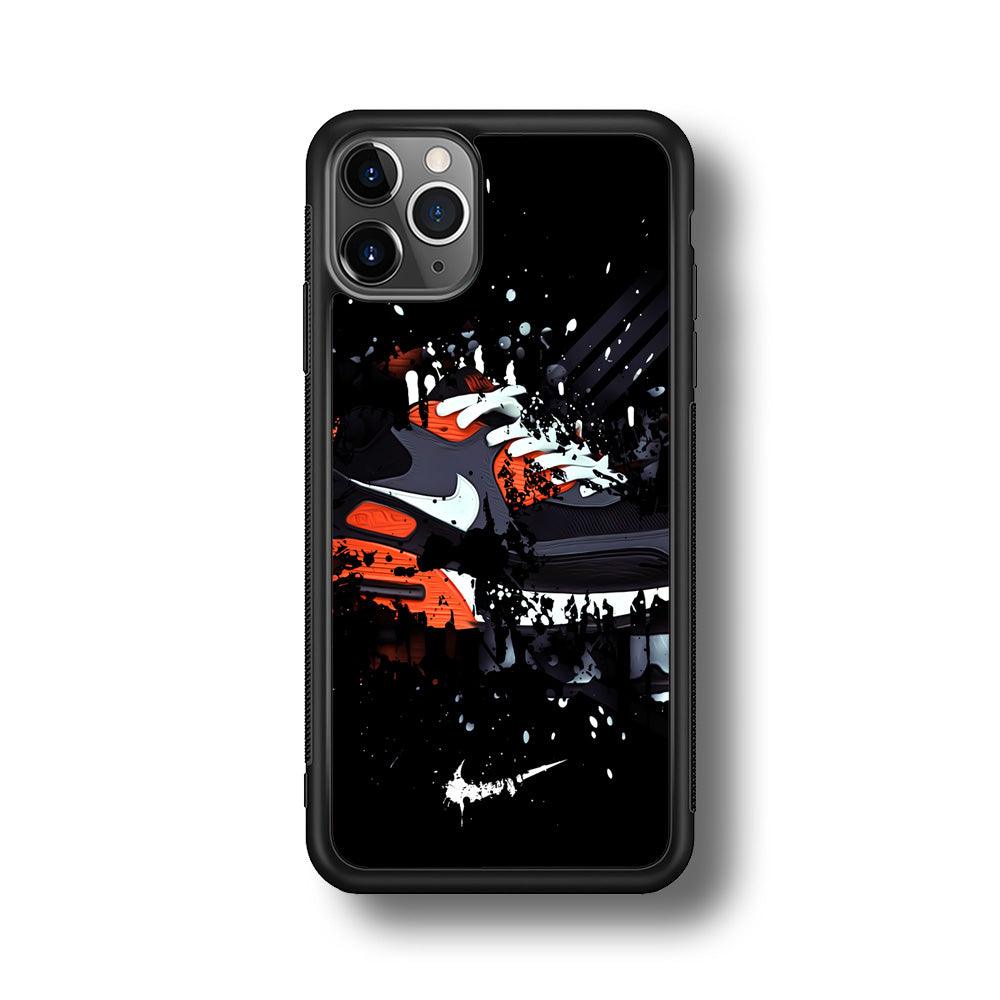 Nike Black Ink Splash iPhone 11 Pro Case-Rubber Black (2D Case)-Oxvistore