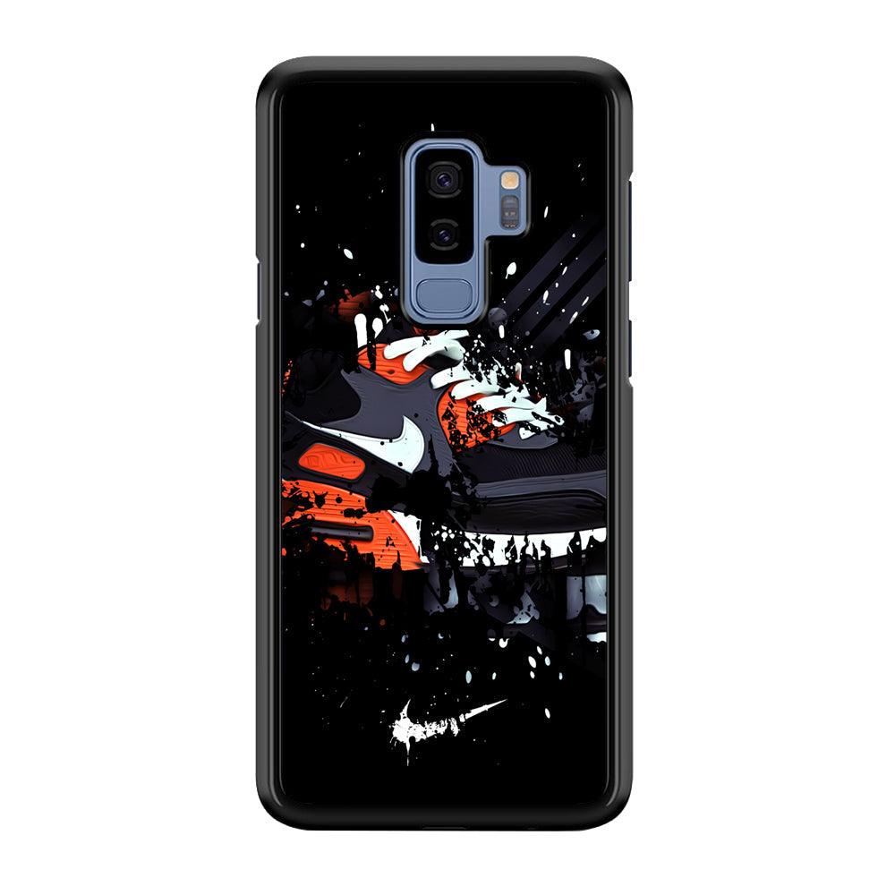 Nike Black Ink Splash Samsung Galaxy S9 Plus Case-Rubber Black (2D Case)-Oxvistore