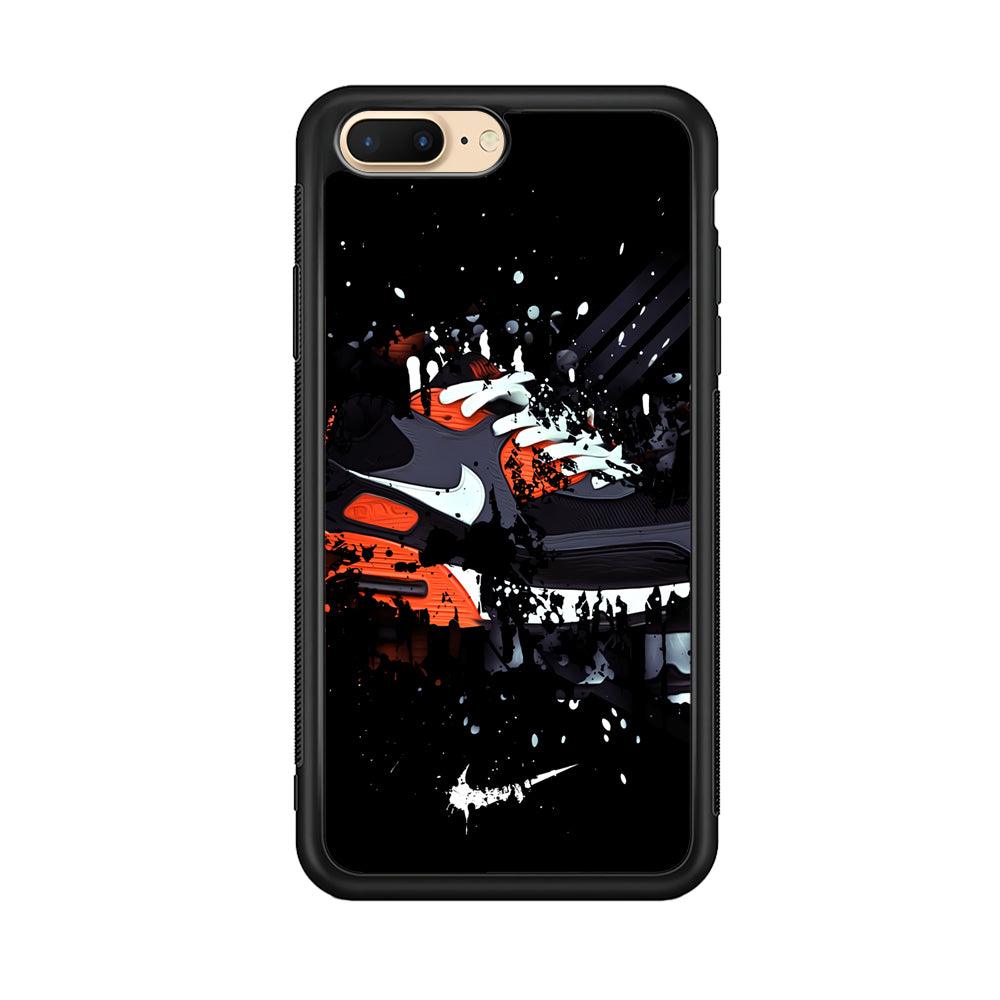 Nike Black Ink Splash iPhone 8 Plus Case-Rubber Black (2D Case)-Oxvistore