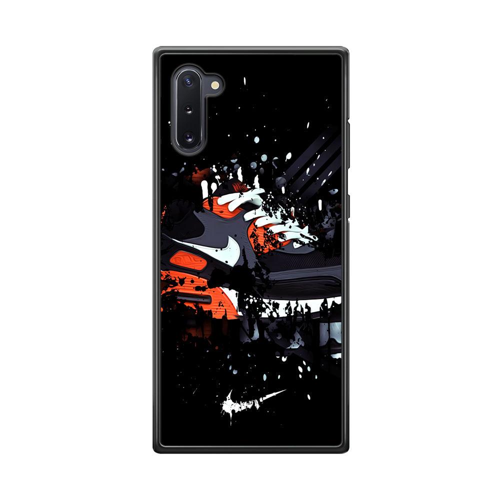 Nike Black Ink Splash Samsung Galaxy Note 10 Case-Rubber Black (2D Case)-Oxvistore