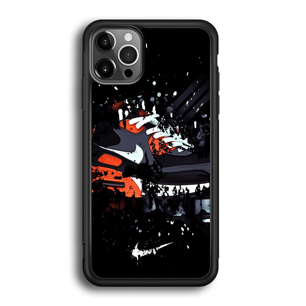 Nike Black Ink Splash iPhone 12 Pro Max Case-Rubber Black (2D Case)-Oxvistore