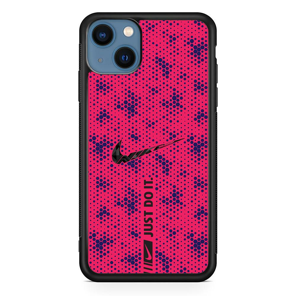 Nike Blue Honeycomb iPhone 14 Plus Case-Rubber Black (2D Case)-Oxvistore