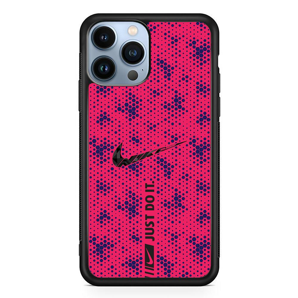 Nike Blue Honeycomb iPhone 14 Pro Max Case-Rubber Black (2D Case)-Oxvistore