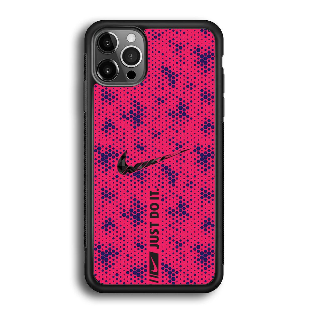 Nike Blue Honeycomb iPhone 12 Pro Max Case-Rubber Black (2D Case)-Oxvistore