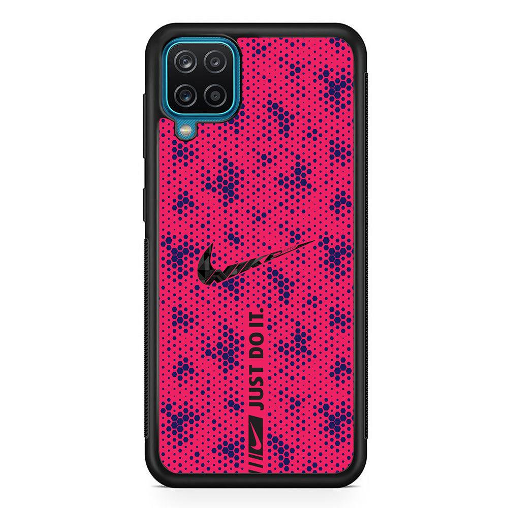 Nike Blue Honeycomb Samsung Galaxy A12 Case-Rubber Black (2D Case)-Oxvistore