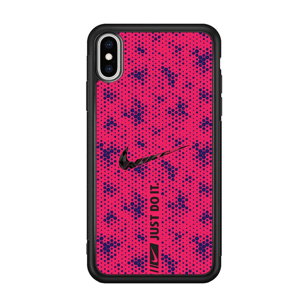 Nike Blue Honeycomb iPhone XS Case-Rubber Black (2D Case)-Oxvistore