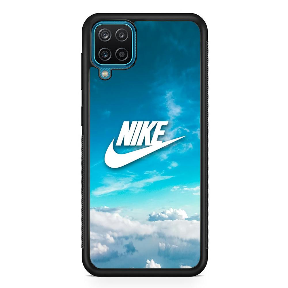 Nike Bluish Cloudy Samsung Galaxy A12 Case-Rubber Black (2D Case)-Oxvistore
