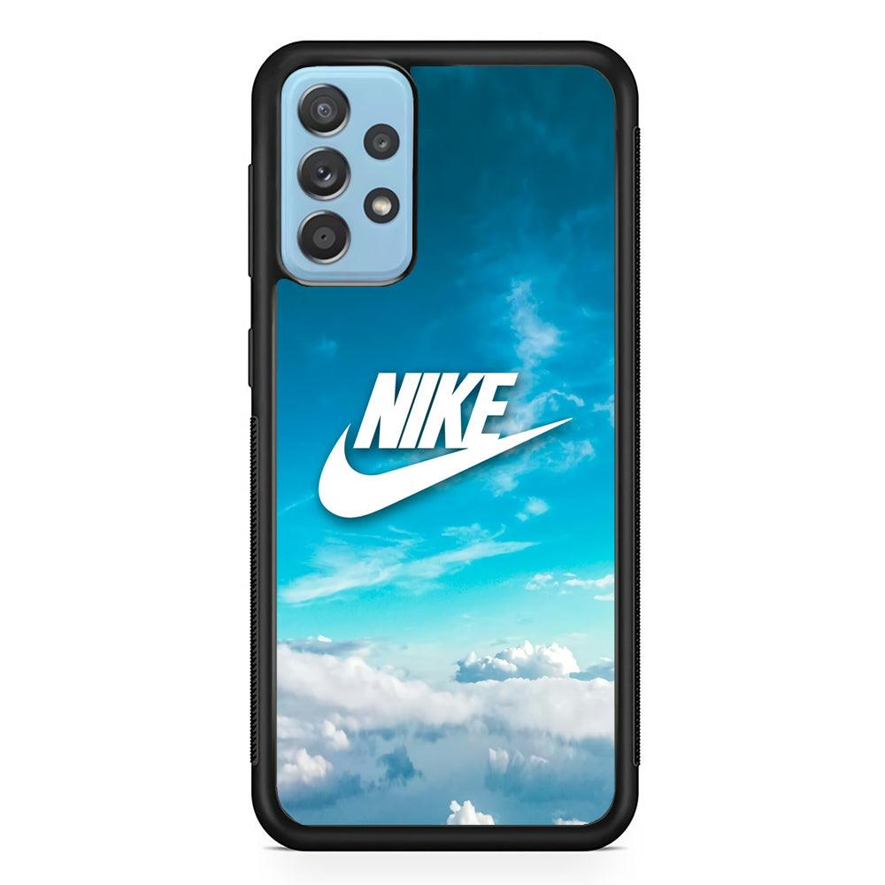 Nike Bluish Cloudy Samsung Galaxy A52 Case-Rubber Black (2D Case)-Oxvistore