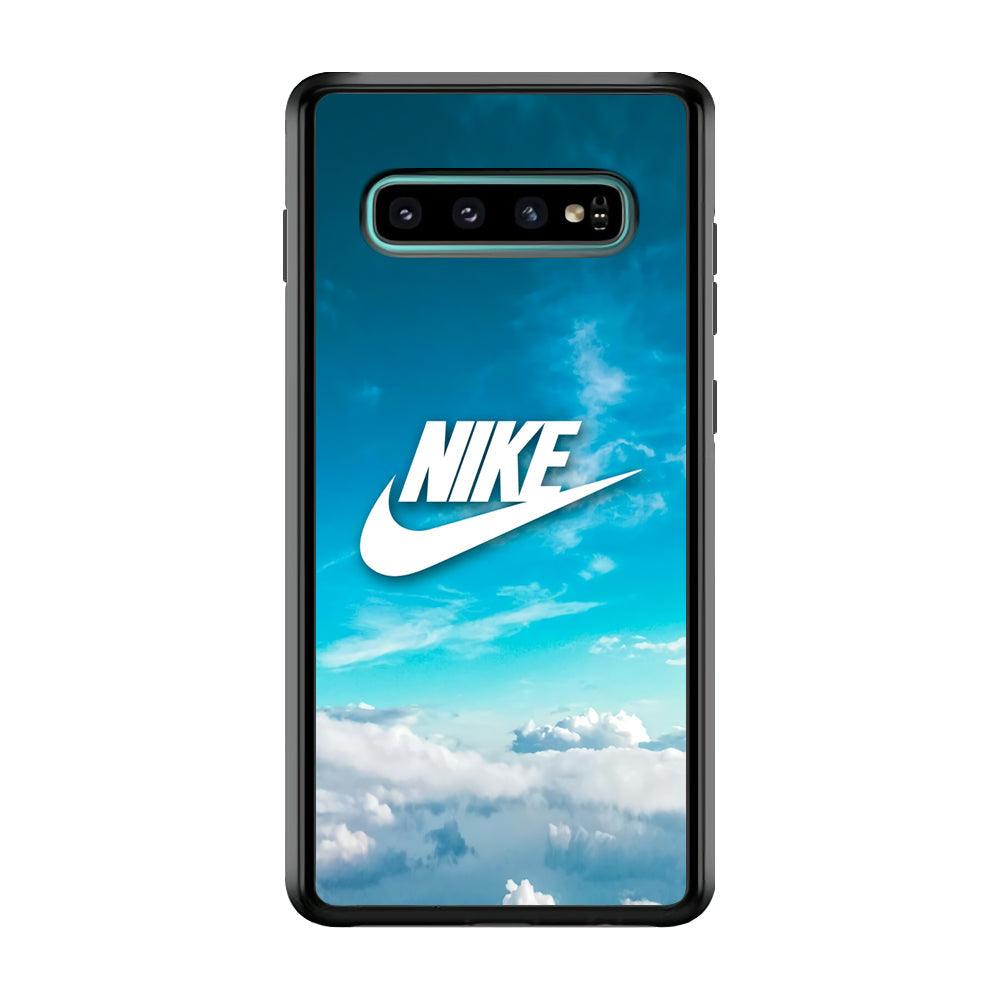 Nike Bluish Cloudy Samsung Galaxy S10 Case-Rubber Black (2D Case)-Oxvistore
