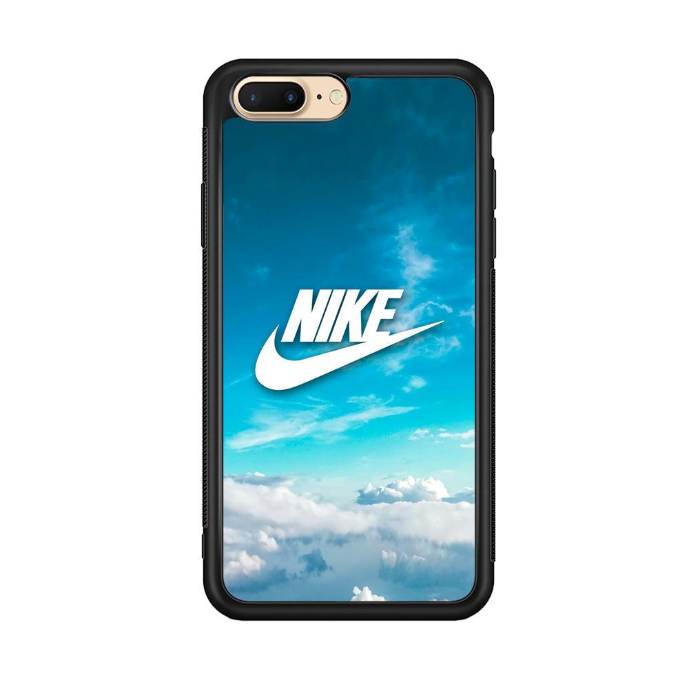 Nike Bluish Cloudy iPhone 8 Plus Case-Rubber Black (2D Case)-Oxvistore