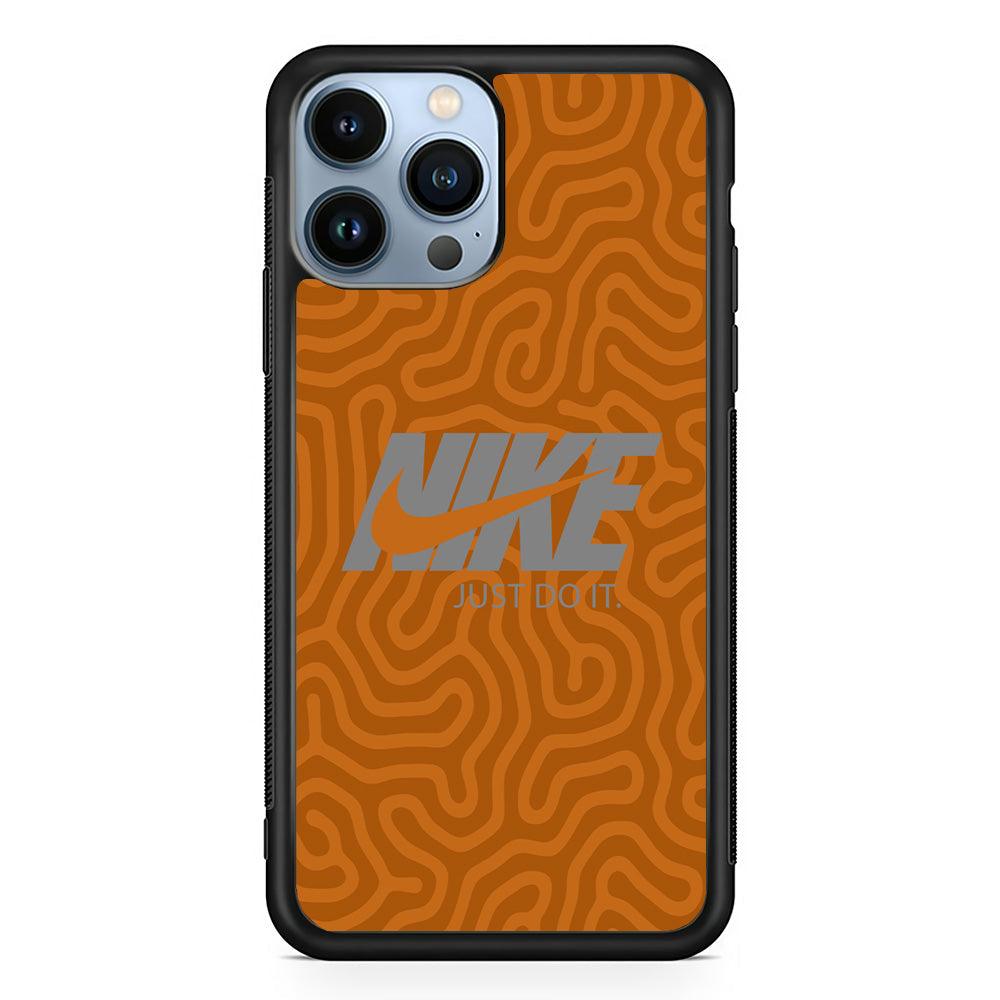 Nike Brown Maze iPhone 14 Pro Max Case-Rubber Black (2D Case)-Oxvistore