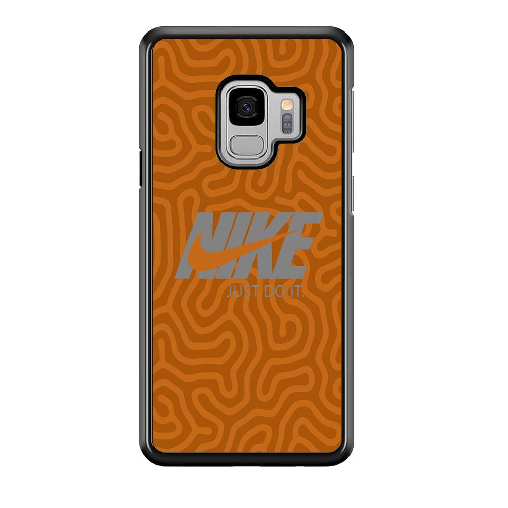 Nike Brown Maze Samsung Galaxy S9 Case-Rubber Black (2D Case)-Oxvistore