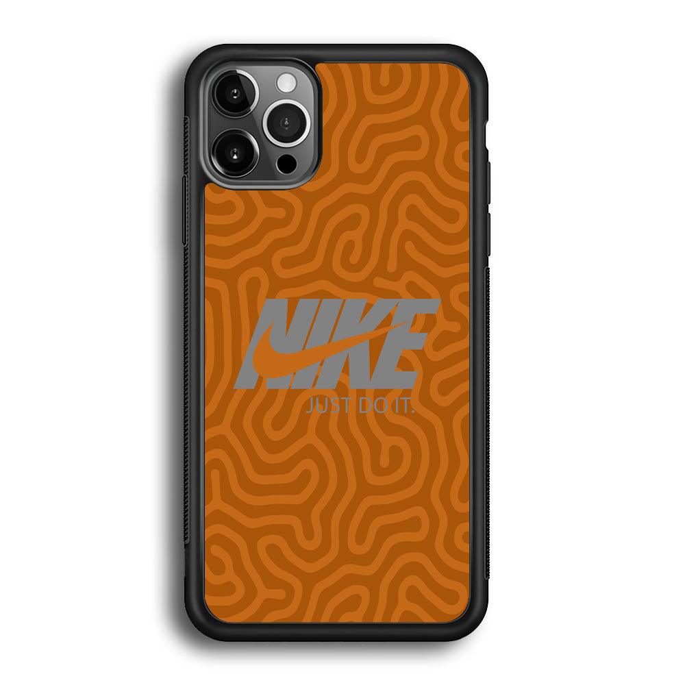 Nike Brown Maze iPhone 12 Pro Case-Rubber Black (2D Case)-Oxvistore