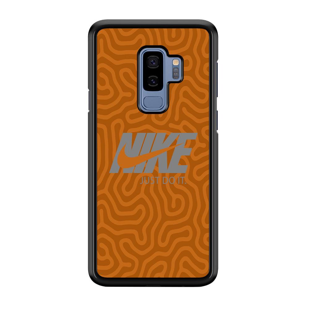 Nike Brown Maze Samsung Galaxy S9 Plus Case-Rubber Black (2D Case)-Oxvistore