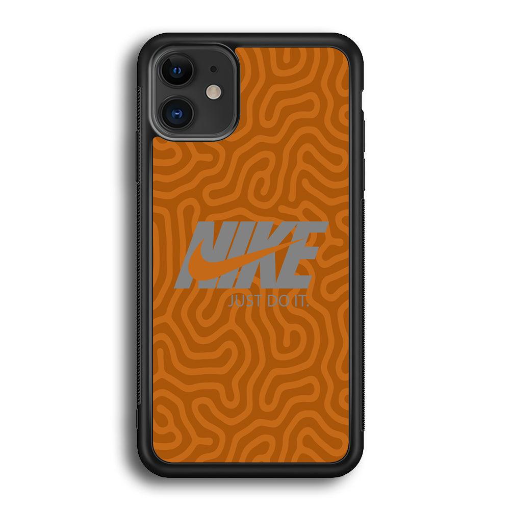Nike Brown Maze iPhone 12 Case-Rubber Black (2D Case)-Oxvistore