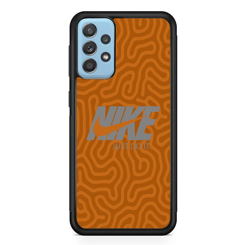 Nike Brown Maze Samsung Galaxy A52 Case-Rubber Black (2D Case)-Oxvistore