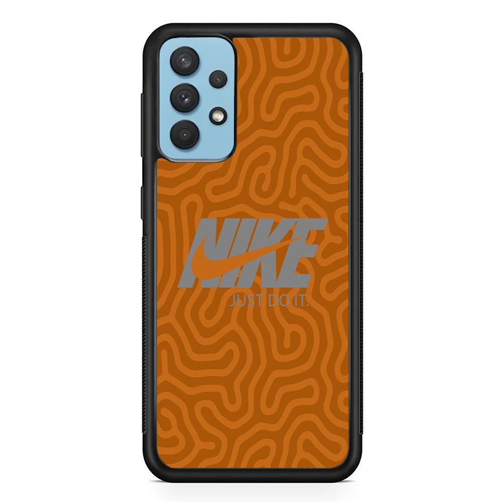 Nike Brown Maze Samsung Galaxy A32 Case-Rubber Black (2D Case)-Oxvistore