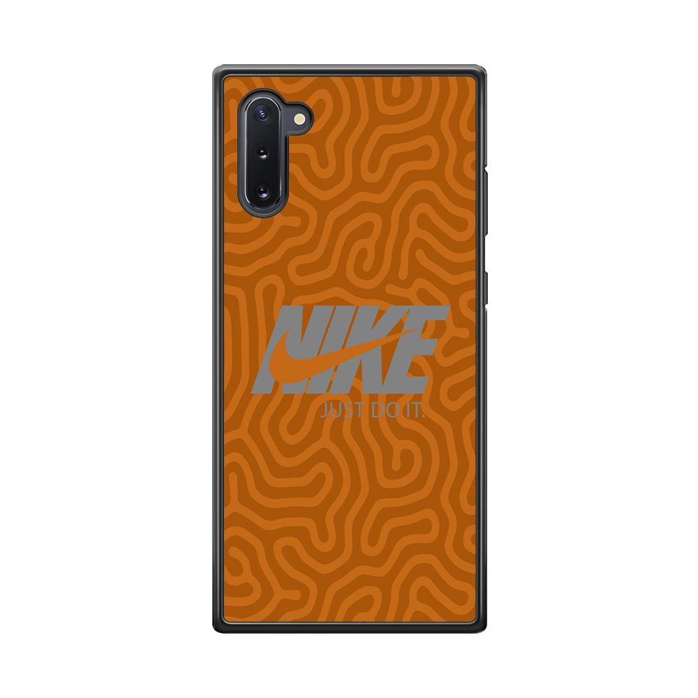 Nike Brown Maze Samsung Galaxy Note 10 Case-Rubber Black (2D Case)-Oxvistore