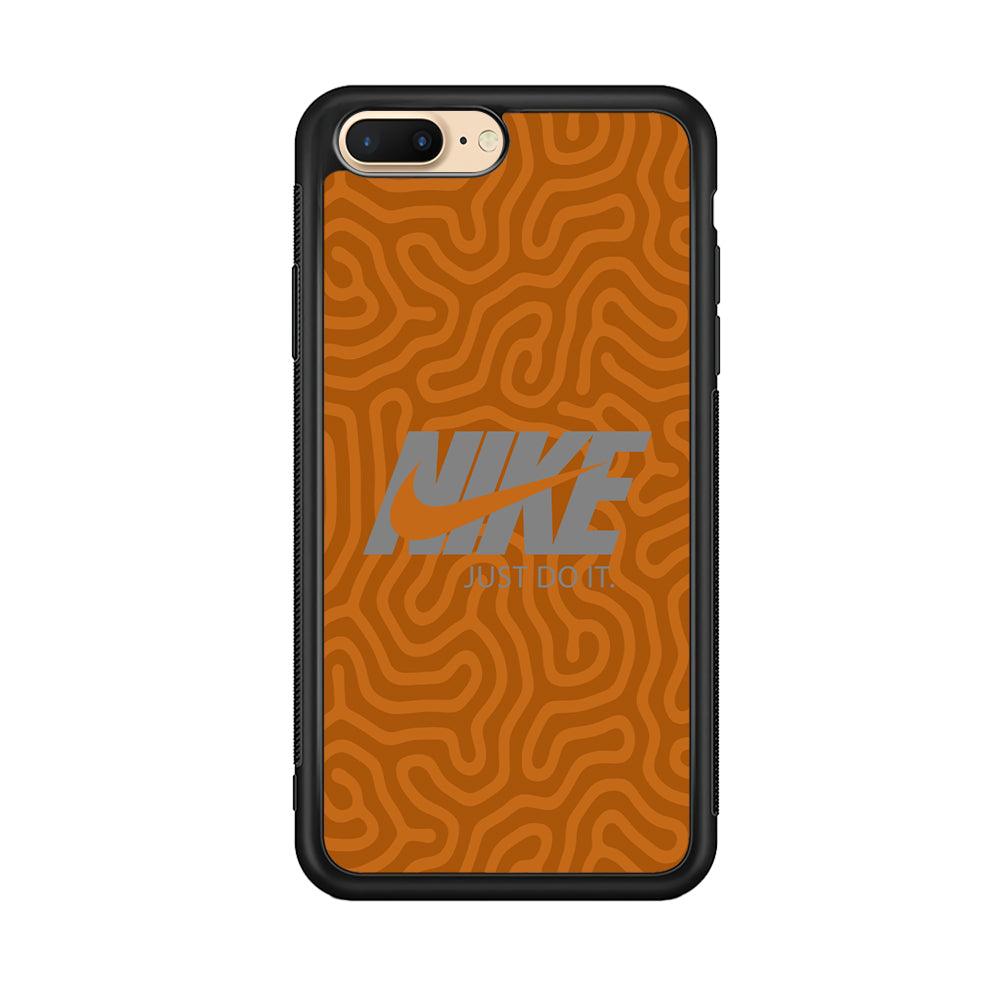 Nike Brown Maze iPhone 8 Plus Case-Rubber Black (2D Case)-Oxvistore