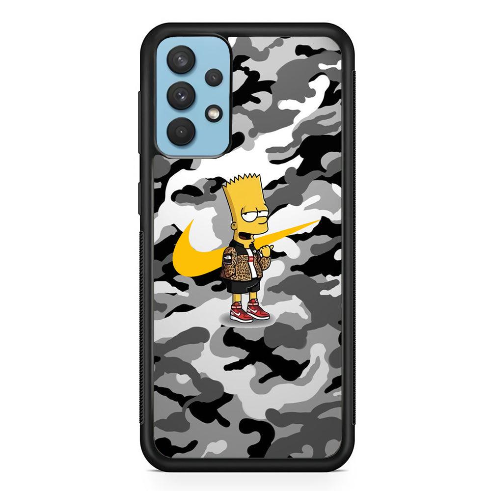 Nike Camo Theme and Bart Code Samsung Galaxy A32 Case-Rubber Black (2D Case)-Oxvistore