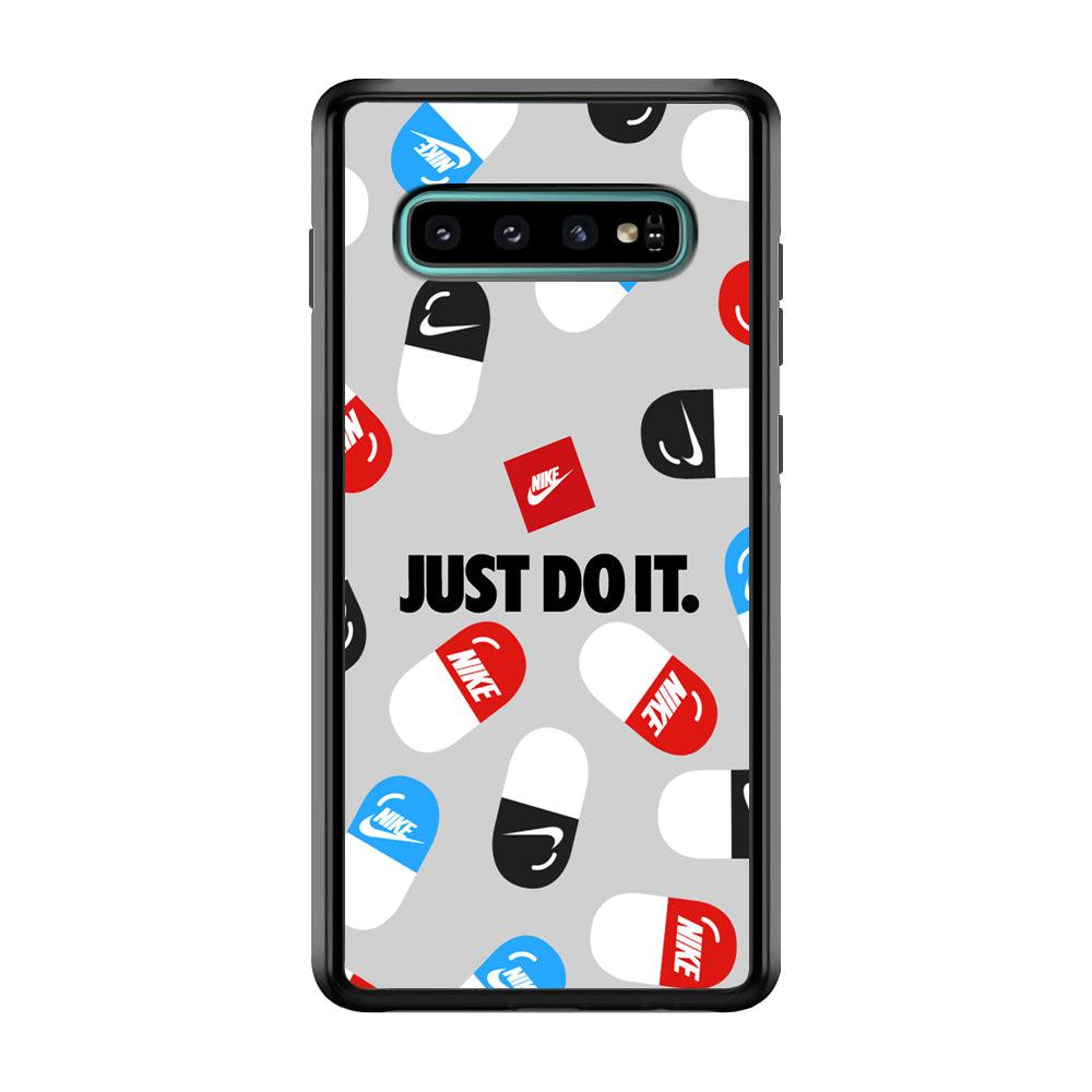 Nike Chill Pill Patern Samsung Galaxy S10 Case-Rubber Black (2D Case)-Oxvistore
