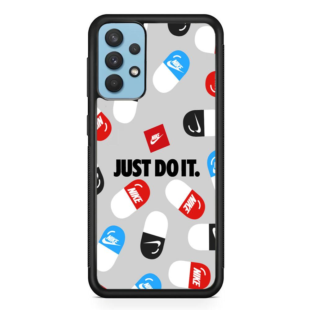 Nike Chill Pill Patern Samsung Galaxy A32 Case-Rubber Black (2D Case)-Oxvistore