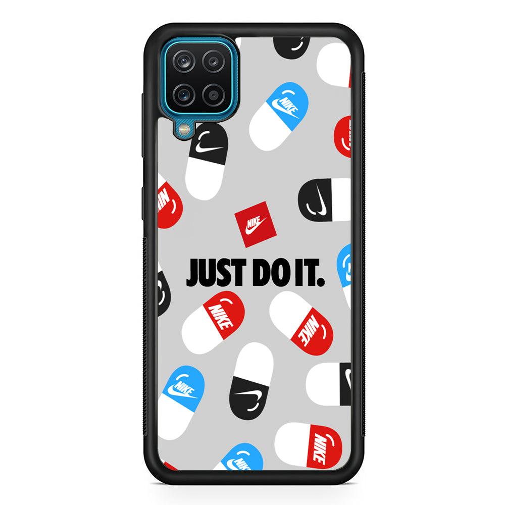 Nike Chill Pill Patern Samsung Galaxy A12 Case-Rubber Black (2D Case)-Oxvistore