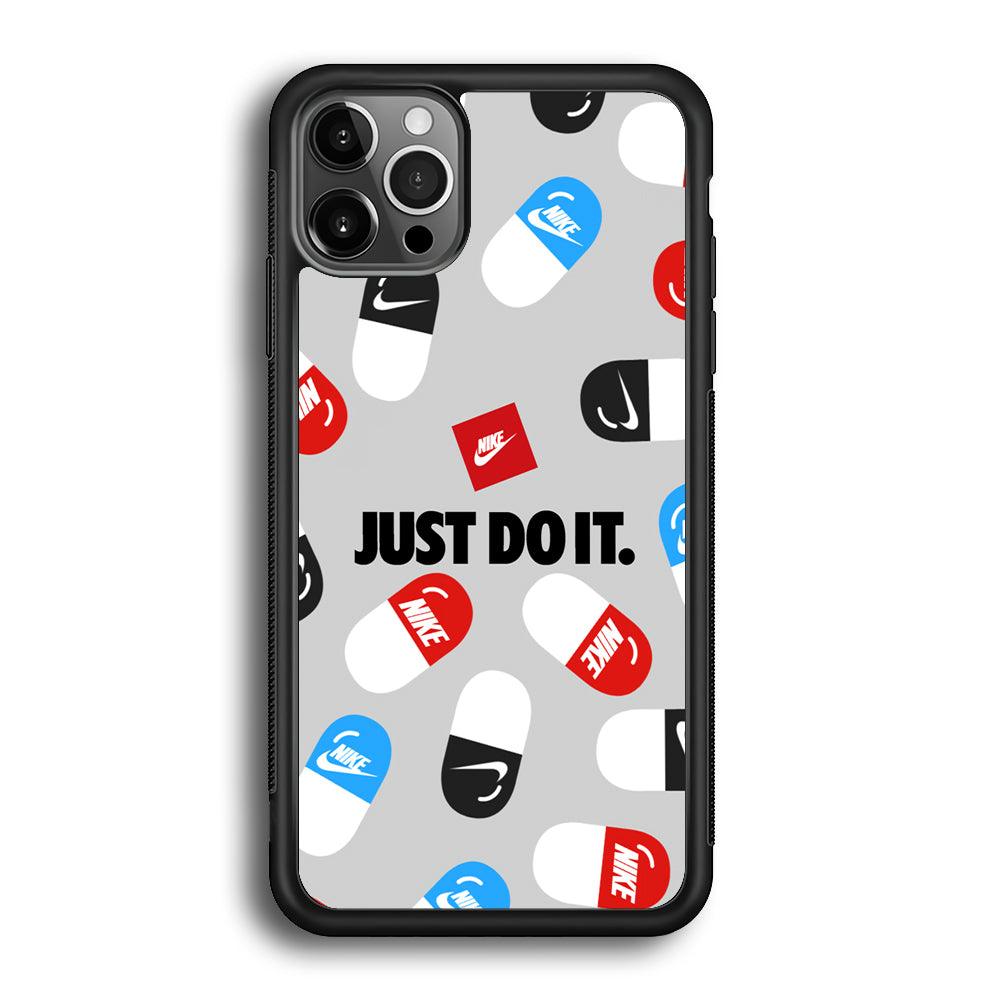 Nike Chill Pill Patern iPhone 12 Pro Case-Rubber Black (2D Case)-Oxvistore