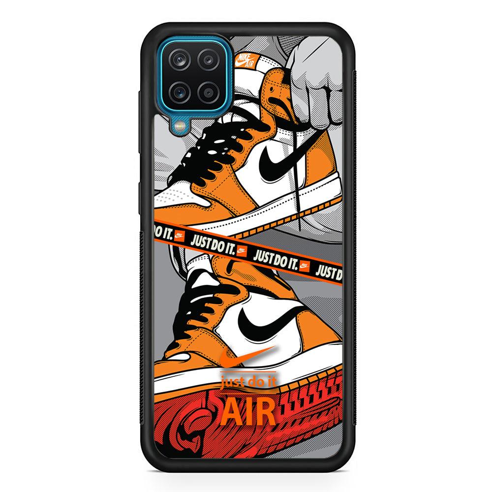 Nike Close Up The Sneaker Samsung Galaxy A12 Case-Rubber Black (2D Case)-Oxvistore