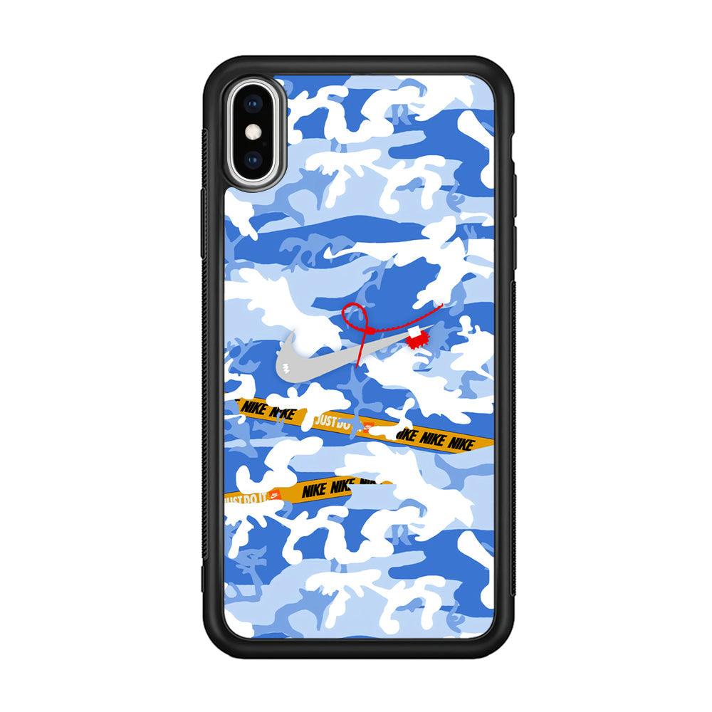 Nike Cloudy Sky Camo iPhone X Case-Rubber Black (2D Case)-Oxvistore