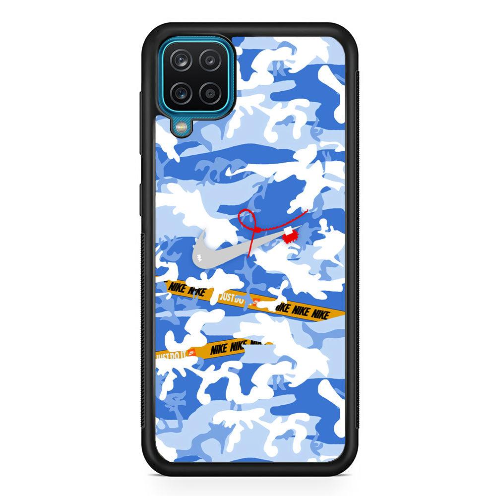 Nike Cloudy Sky Camo Samsung Galaxy A12 Case-Rubber Black (2D Case)-Oxvistore