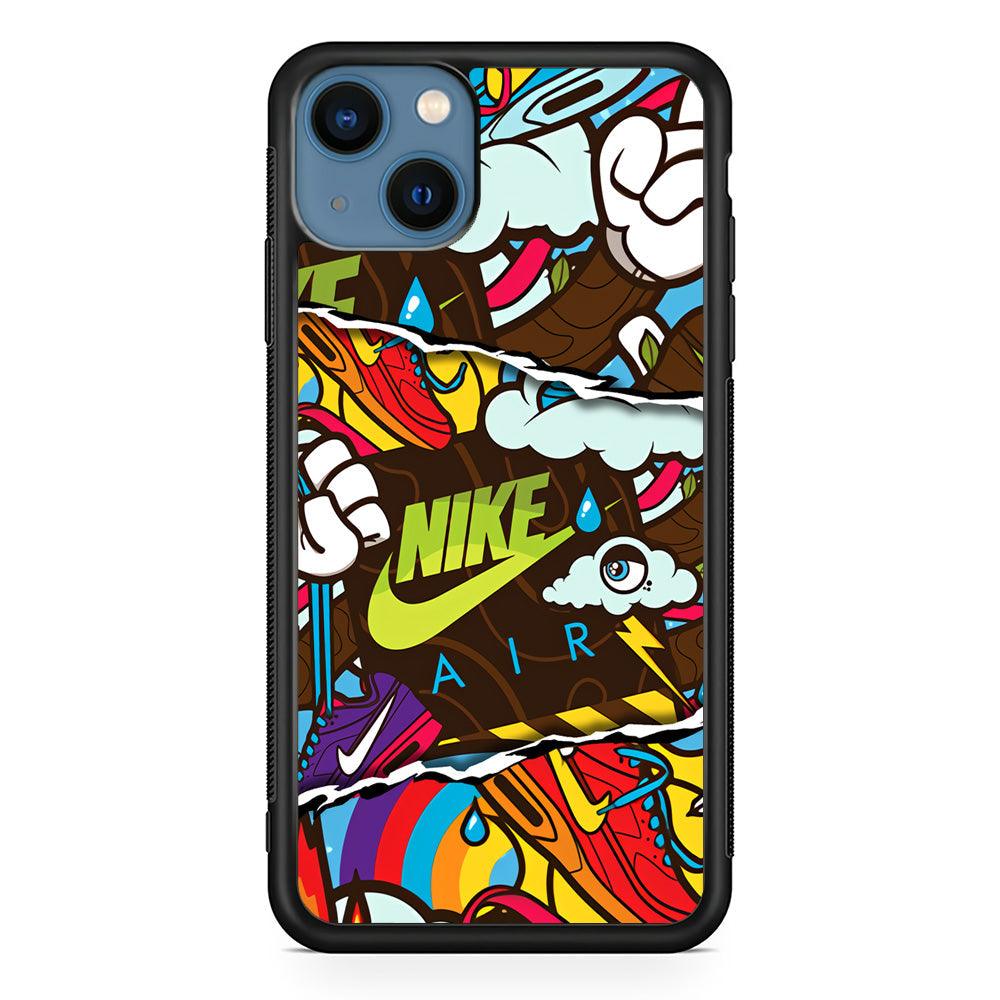 Nike Colorful Imagination iPhone 13 Case-Rubber Black (2D Case)-Oxvistore