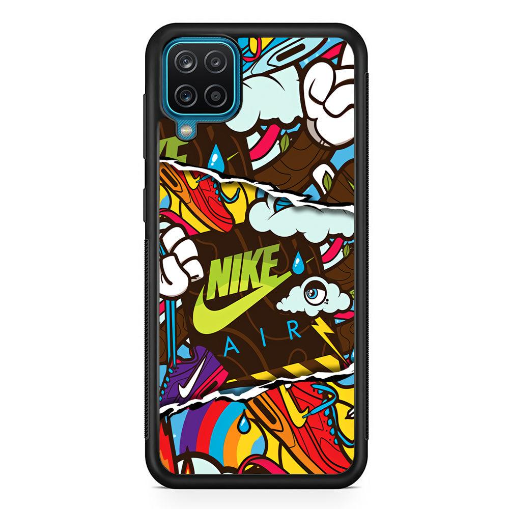 Nike Colorful Imagination Samsung Galaxy A12 Case-Rubber Black (2D Case)-Oxvistore