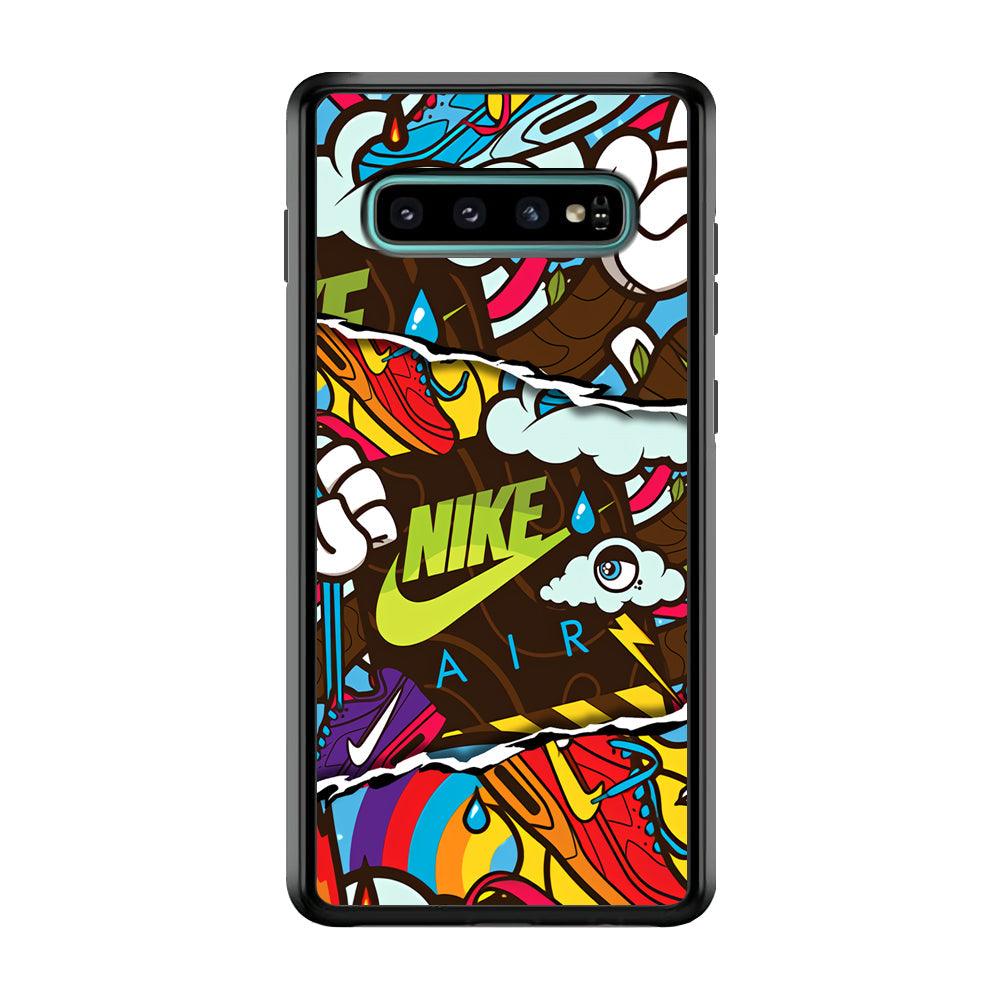 Nike Colorful Imagination Samsung Galaxy S10 Case-Rubber Black (2D Case)-Oxvistore