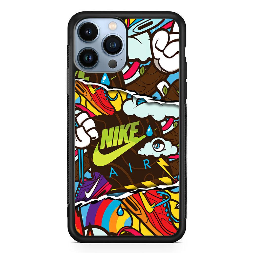 Nike Colorful Imagination iPhone 14 Pro Max Case-Rubber Black (2D Case)-Oxvistore