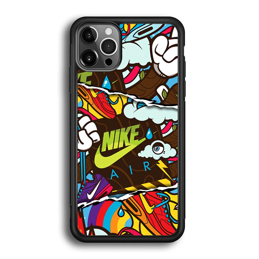 Nike Colorful Imagination iPhone 12 Pro Case-Rubber Black (2D Case)-Oxvistore