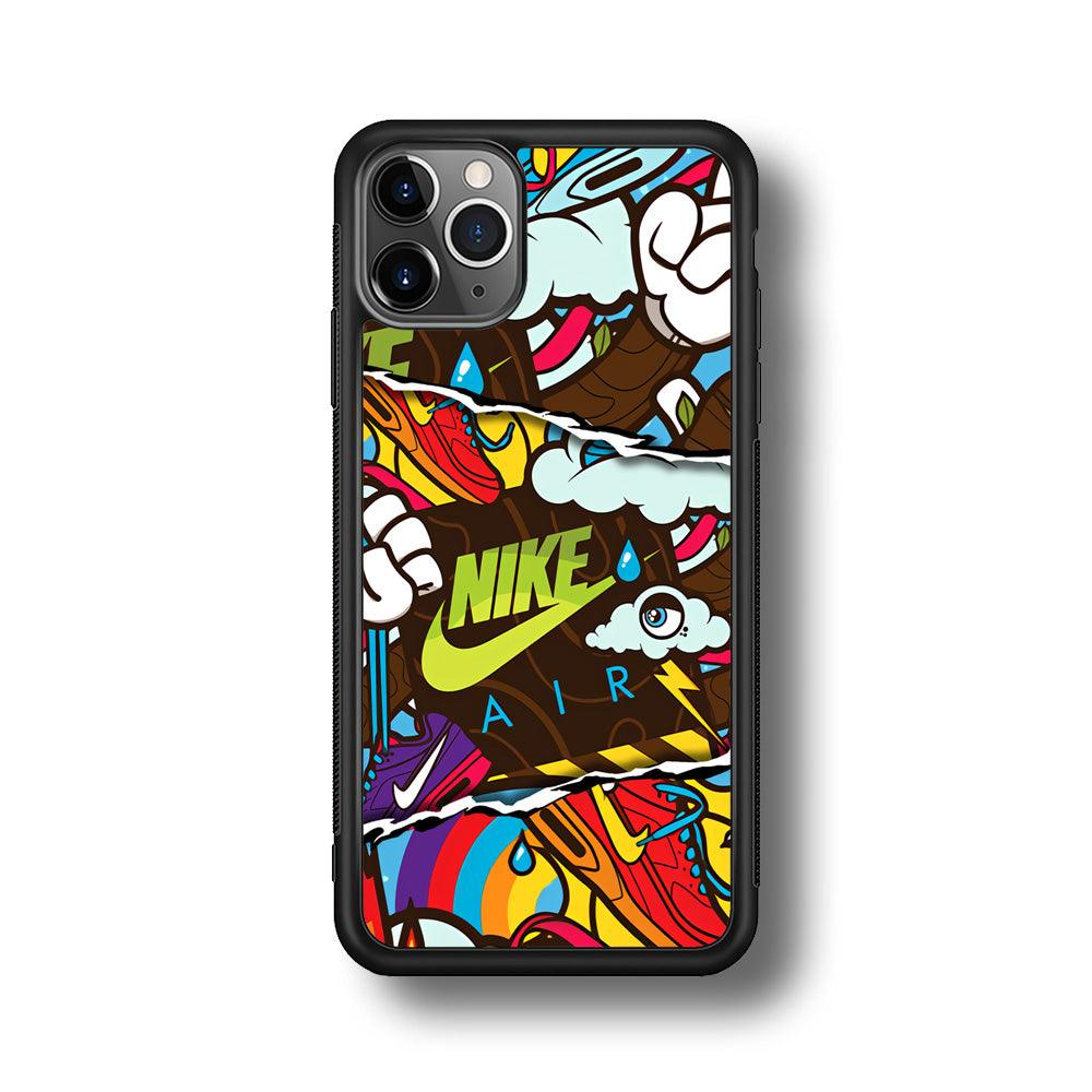 Nike Colorful Imagination iPhone 11 Pro Case-Rubber Black (2D Case)-Oxvistore
